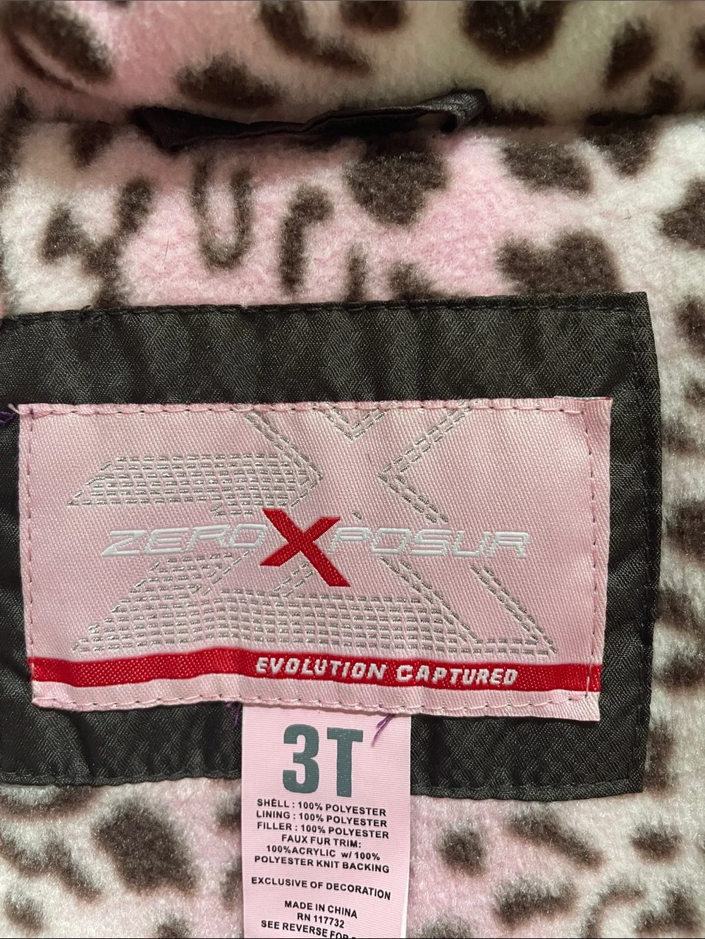 ZeroXposur Girls Brown Puffer Coat with Pink Leopard Hood Lining